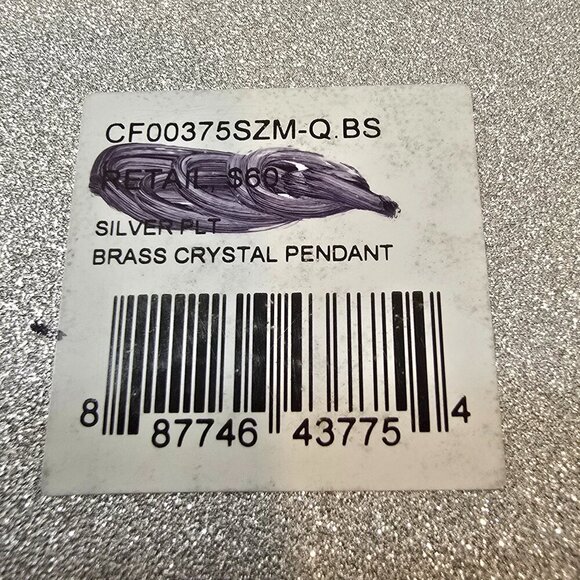 Silver Brass Crystal Pendant - Paw Print - Black, Gray, Silver Crystals - Picture 5 of 5